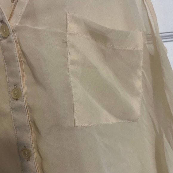 Kirra ivory short sleeve blouse open checkered pattern S - Picture 6 of 7